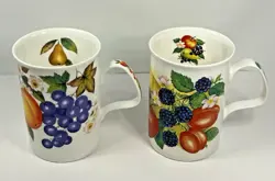 VTG ROY KIRKHAM MALVERN (1992) & ORCHARD (1993) FINE BONE CHINA MUGS SET OF 2
