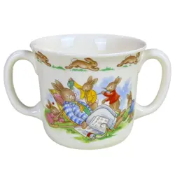 VINTAGE ROYAL DOULTON BUNNYKINS TWO HANDLE CHILDREN'S MUG PEA SHOOTER