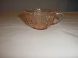 LOT OF 2- VNTG. ANCHOR HOCKING MAYFAIR OPEN ROSE PINK DEPRESSION GLASS TEA CUP