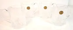 PAUL SEBASTIAN 4 VINTAGE MUGS COFFEE CUPS 24% LEAD CRYSTAL 70S DIAMOND CROSS CUT