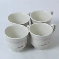 SET OF 4 HOMER LAUGHLIN SEVILLE PINK SWIRL COFFEE CUPS - VINTAGE MUGS