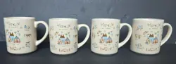 SET OF 4 INTERNATIONAL STONEWARE HEARTLAND FARMHOUSE COFFEE CUPS VINTAGE MUGS