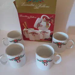 VINTAGE MUGS POINSETTIAS