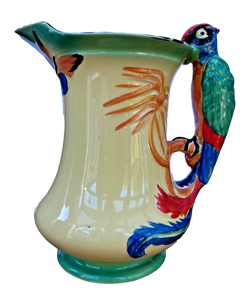 VINTAGE BURLEIGH WARE ART DECO PARROT HANDLE JUG. DATE:1930'S. BURGESS & LEIGH.