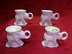 4 VINTAGE FRANKOMA POTTERY GOP ELEPHANT MUGS, ALL 4 1983
