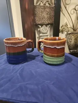 VINTAGE BROWN DRIP GLAZED COFFEE  MUG/CUP MADE IN TAIWAN.