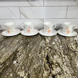 4 VNTG CORELLE PEACH FLORAL 3 3/8