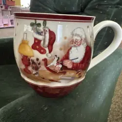 VTG. VILLEROY & BOCH  COFFEE MUG, PORCELAIN, WHITE/COLOURED, 0.39 LITERS #1748