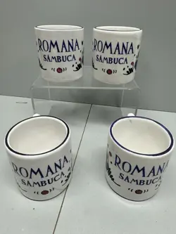 ROMANA SAMBUCA SET OF FOUR VINTAGE   CERAMIC ESPRESSO DEMITASSE CUPS MUGS