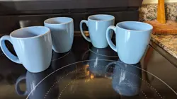 CORELLE STONEWARE VINTAGE LIGHT BLUE COFFEE MUGS SET OF 4