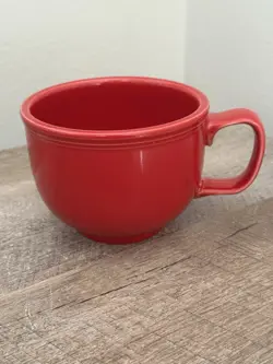 HOMER LAUGHLIN RED LARGE COFFEE CUP JUMBO MUG CERAMIC TEA VINTAGE