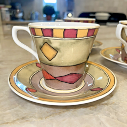 SET 4 VINTAGE SASAKI PALAZZO BY PAULA ZANGERO COFFEE CUP AND SAUCER SET