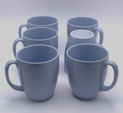 6 VTG CORELLE CORNING STONEWARE INDIGO  BLUE PERIWINKLE 12OZ MUGS COFFEE CUPS