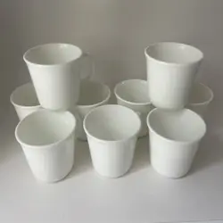 9 PIECE CORNING WARE USA VINTAGE WINTER FROST WHITE HANDLE COFFEE MUGS TEA CUPS