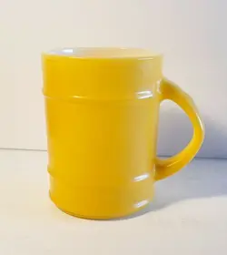 VINTAGE ANCHOR HOCKING OVEN PROOF YELLOW BARREL COFFEE TEA COCOA MUG CUP