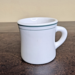 VTG SYRACUSE CHINA USA DINER COFFEE MUG HEAVY RESTAURANT WARE GREEN STRIPE CUP
