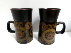 2 DENBY ARABESQUE COFFEE CUPS MUGS & SAUCERS MID CENTURY VINTAGE SCANDI DESIGN