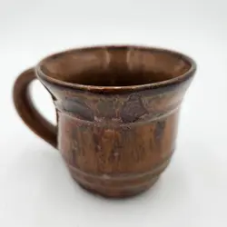 VINTAGE STUDIO ART  POTTERY BROWN DRIP GLAZE COFFEE MUG 8 OUNCE