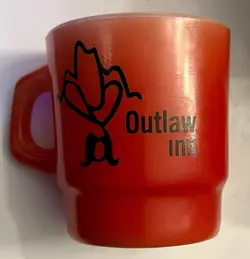 VINTAGE ANCHOR HOCKING FIRE KING OUTLAW INN COFFEE MUG