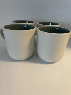 NORITAKE COLORVARA STONEWARE MUGS CUPS GREEN INTERIOR 8097 VTG