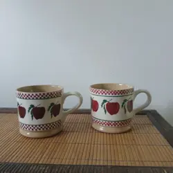 NICHOLAS MOSSE POTTERY IRELAND, APPLE PATTERN  VINTAGE LARGE MUG 10 OZ, SET OF 2