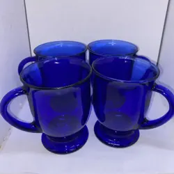 SET OF 4 VINTAGE ANCHOR HOCKING COBALT BLUE GLASS 5