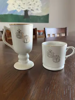2 VINTAGE HALL RX MEDICAL CADUCEUS IRISH COFFEE MUGS DOCTOR NURSE PHARMACIST