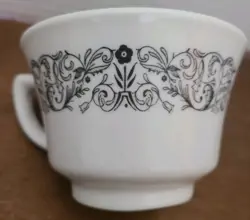 CARIBE CHINA PUERTO RICO FLORAL SCROLL COFFEE TEA MUGS (4) VINTAGE USA