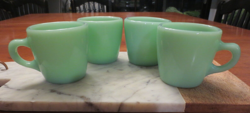 4 FIRE KING OVEN WARE JADEITE GREEN VINTAGE COFFEE CUP C HANDLE RESTAURANTWARE