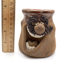 ARTISAN STONEWARE VINTAGE 3D FACE MUG