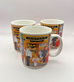 3 VINTAGE WILLIAMS-SONOMA MUGS 2002 GUY BUFFET MARKETPLACE ITALIAN BAKERY ART