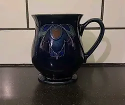 DENBY ENGLAND FOOTED BAROQUE COBALT BLUE CRAFTSMAN MUG STONEWARE VINTAGE (B3-E11