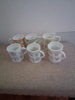 LENOX SPICE VILLAGE SET OF 6   CAFE COFFEE MUGS 1992 VINTAGE NEVER USED READ