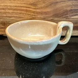 FRANKOMA POTTERY SOUP CUP MUG BOWL SQUARE HANDLE DESERT GOLD 4SC VINTAGE