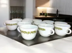PYREX VINTAGE CORNING SPRING BLOSSOM CRAZY DAISY CORELLE COFFEE CUP MUGS 12
