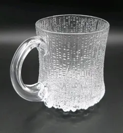 IITTALA ULTIMA THULE - BEER MUG, CAST GLASS, 18 OZ, VINTAGE, MADE IN FINLAND