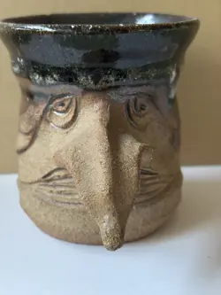 VINTAGE UGLY FACE POTTERY MUG