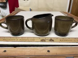 2 VTG HEATH POTTERY MUGS 205 SAUSALITO CALIFORNIA MCM CERAMIC & CREAMER PITCHER