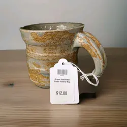 HANDMADE GRAZED STUDIO STONEWARE POTTERY VINTAGE BLUE GLAZED MUG