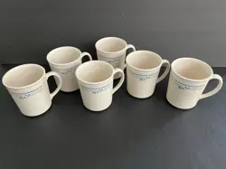 VINTAGE CORNING USA CORELLE COUNTRY VIOLETS COFFEE MUGS TEA CUPS -- SET OF 6