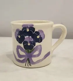 HARTSTONE POTTERY PURPLE PANSY MUG FLOWER CUP 4