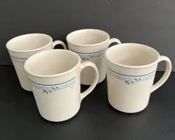 VINTAGE CORNING USA CORELLE COUNTRY VIOLETS COFFEE MUGS TEA CUPS -- SET OF 4