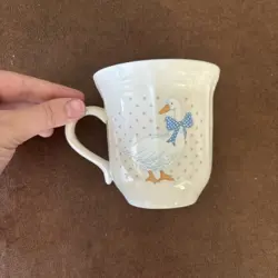BRICK OVEN STONEWARE VINTAGE AUNT RHODY BLUE RIBBON DUCK GOOSE COFFEE MUG