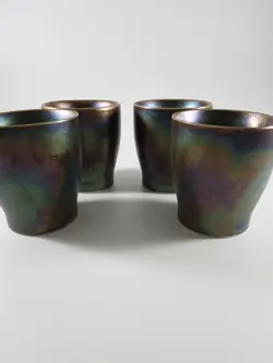 VINTAGE ART GLASS TIFFANY STYLE MUG CUP TUMBLERS GLASSES.  NO CHIPS OR CRACKS.