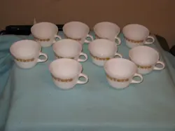 10 BUTTERFLY GOLD CORNING PYREX VINTAGE COFFEE MUGS WITH C-HANDLES-MINT SHAPE