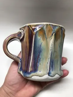 VTG PHIL MAYHEW COFFEE MUG 3.5 TEXTURED POTTERY CUP GLAZED TWIST SIGNED