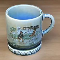 VTG WADE IRISH PORCELAIN SHAMROCK COFFEE TEA MUG CUP MAN FISHING RIVER CERAMIC
