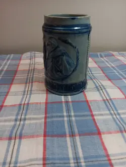ROBINSON SALT GLAZED STONEWARE CLAY BLUE GRAY STONEWARE HANDLED MUG VINTAGE