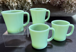4 FIRE-KING JADEITE MUGS WITH D HANDLE VINTAGE
