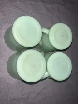 4 VINTAGE FIRE KING D HANDLE JADEITE COFFEE MUGS NWOT PERFECT CONDITION!